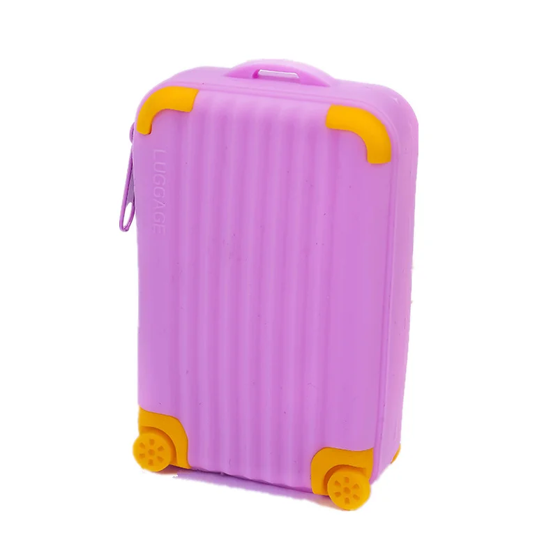 PURDORED, 1 шт., Женский мини-кошелек для монет, водонепроницаемый чемодан, форма, помада, сумка, мягкая, на молнии, женская сумка для хранения, несессер - Цвет: purple