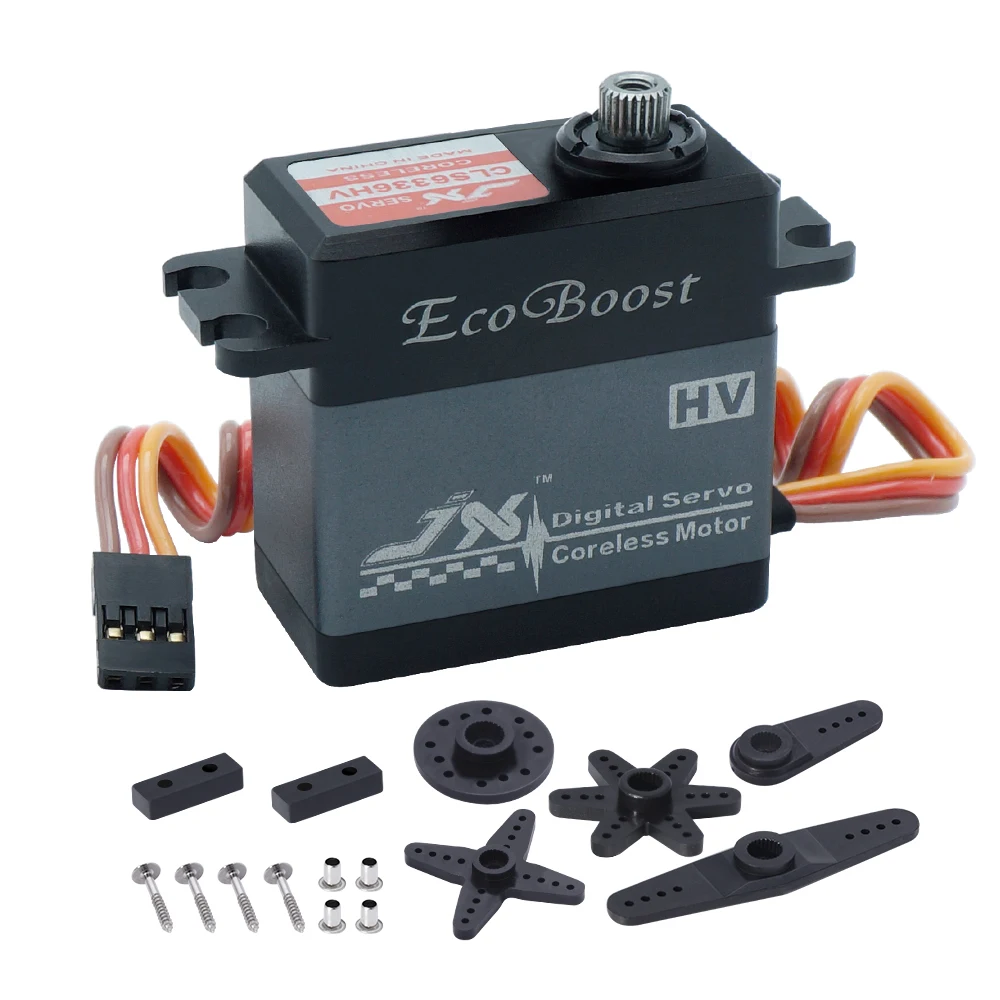 

JX сервопривод CLS6336HV 63 г 35 кг, алюминиевый корпус, металлическая шестерня, высокое напряжение, без сердечника, цифровой для моделей радиоуправляемых вертолетов, аксессуары