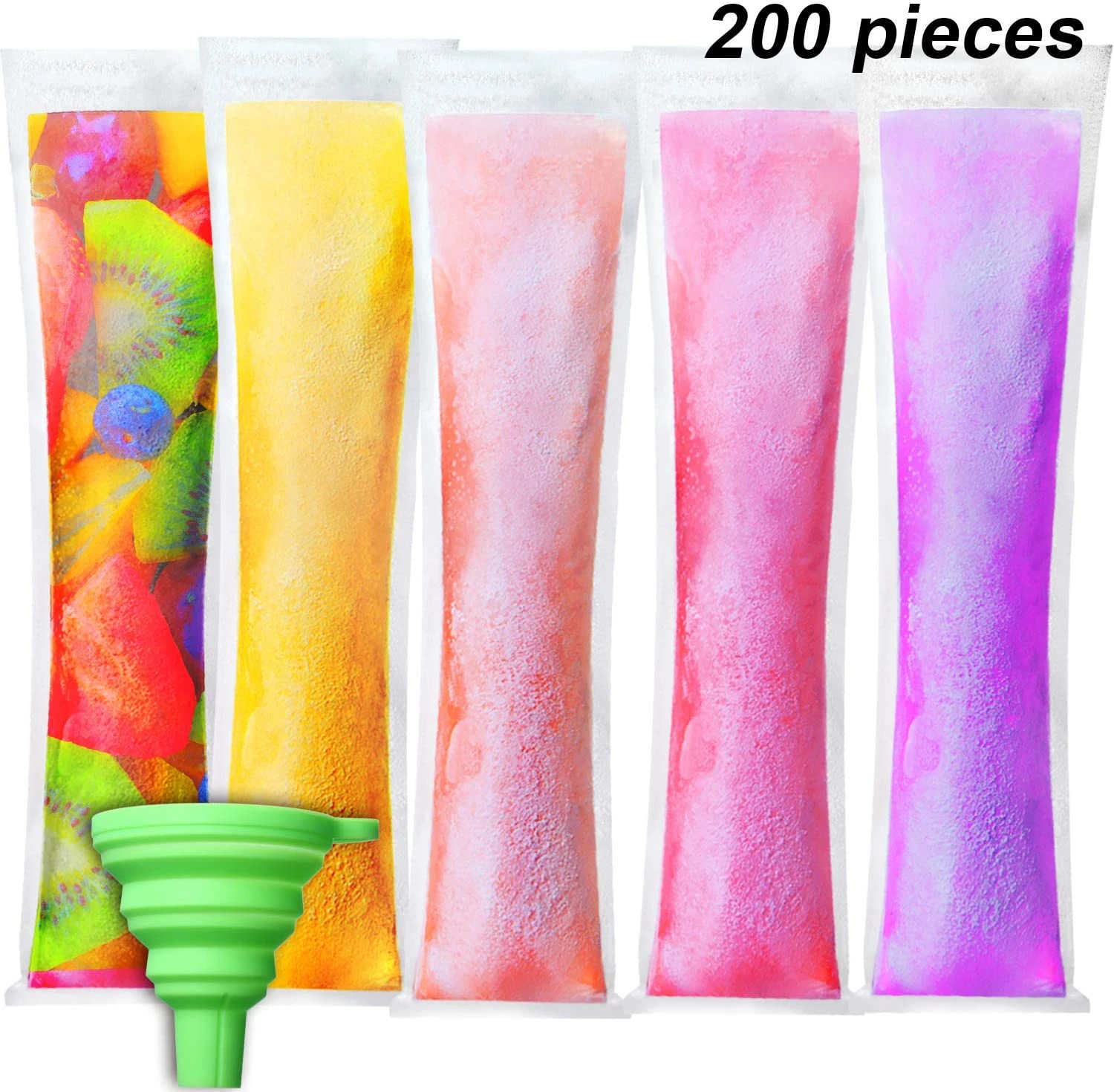 Bolsas para Polos de piezas, bolsas de hielo Yogurt, dulces, nutria, Pops con embudo verde, DIY, 200| | - AliExpress