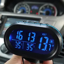 2 в 1 12 В/24 В цифровой автомобильный термометр+ Автомобильный вольтметр батареи тестер монитор+ электронные часы Лидер продаж