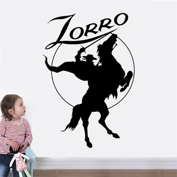 

Zorro Wall Sticker Horse Rider Vinyl Decals Home Interior Decoration Design Kids Boys Room Movie Hero Murals Wall Poster A344