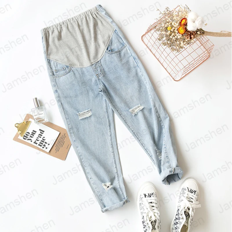 Jeans Pants Stomach Denim Pregnant-Women Maternity for Lift Thin Section New