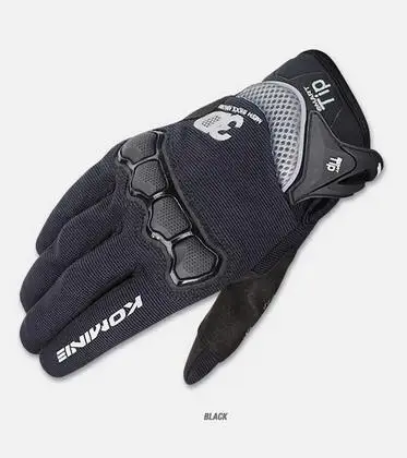 Сенсорный экран! Komine GK-162 перчатки для мотокросса, горного велосипеда, езды на мотоцикле, сетчатые дышащие перчатки - Цвет: Black