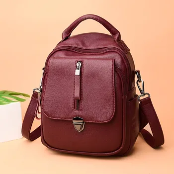 

New classic female backpack, high quality leather backpacks, shopping travel can be carried, backpacks, simple fashion