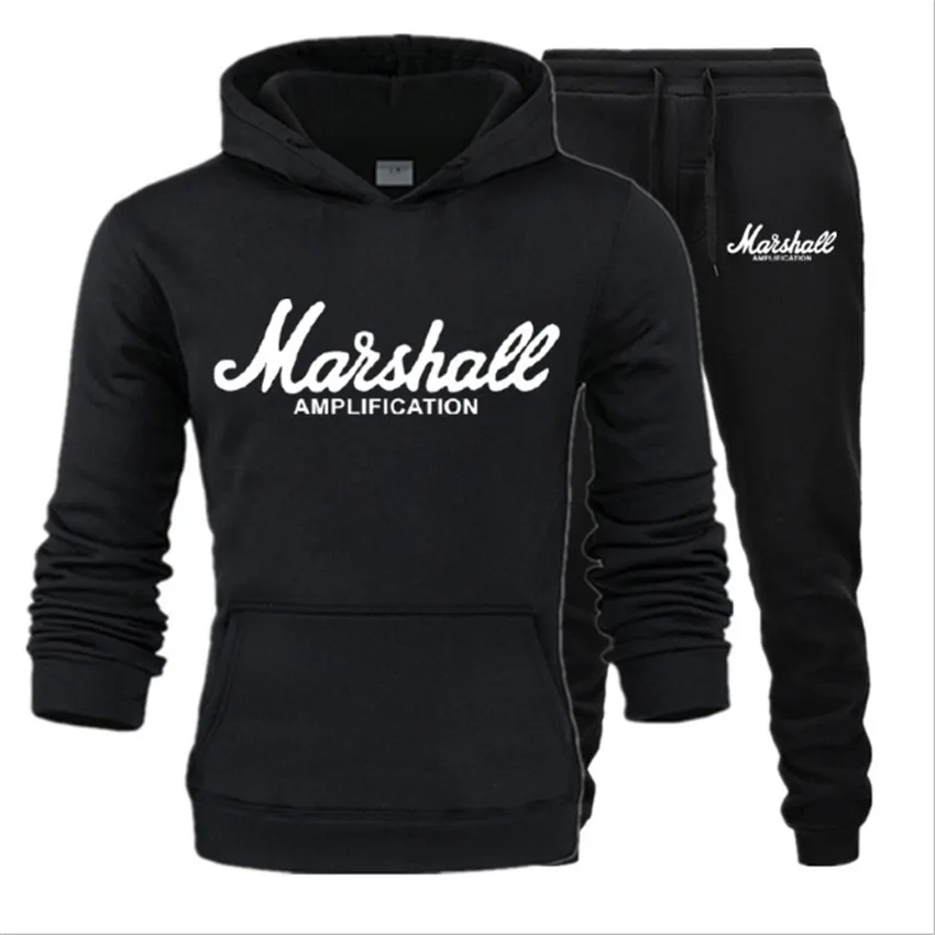 black 195-197 Marshall, спортивный костюм, толстовка с капюшоном, Мужская брендовая одежда, повседневная, хлопок, осень/зима, теплые толстовки, мужской повседневный спортивный костюм, костюм - Цвет: black 195-197