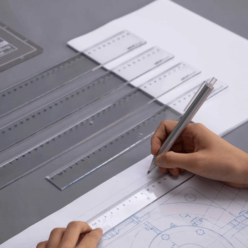 Plastic Ruler 20/30/40/50/60cm Multi-specification Ruler Student Office Drawing Straight Measurement Tools