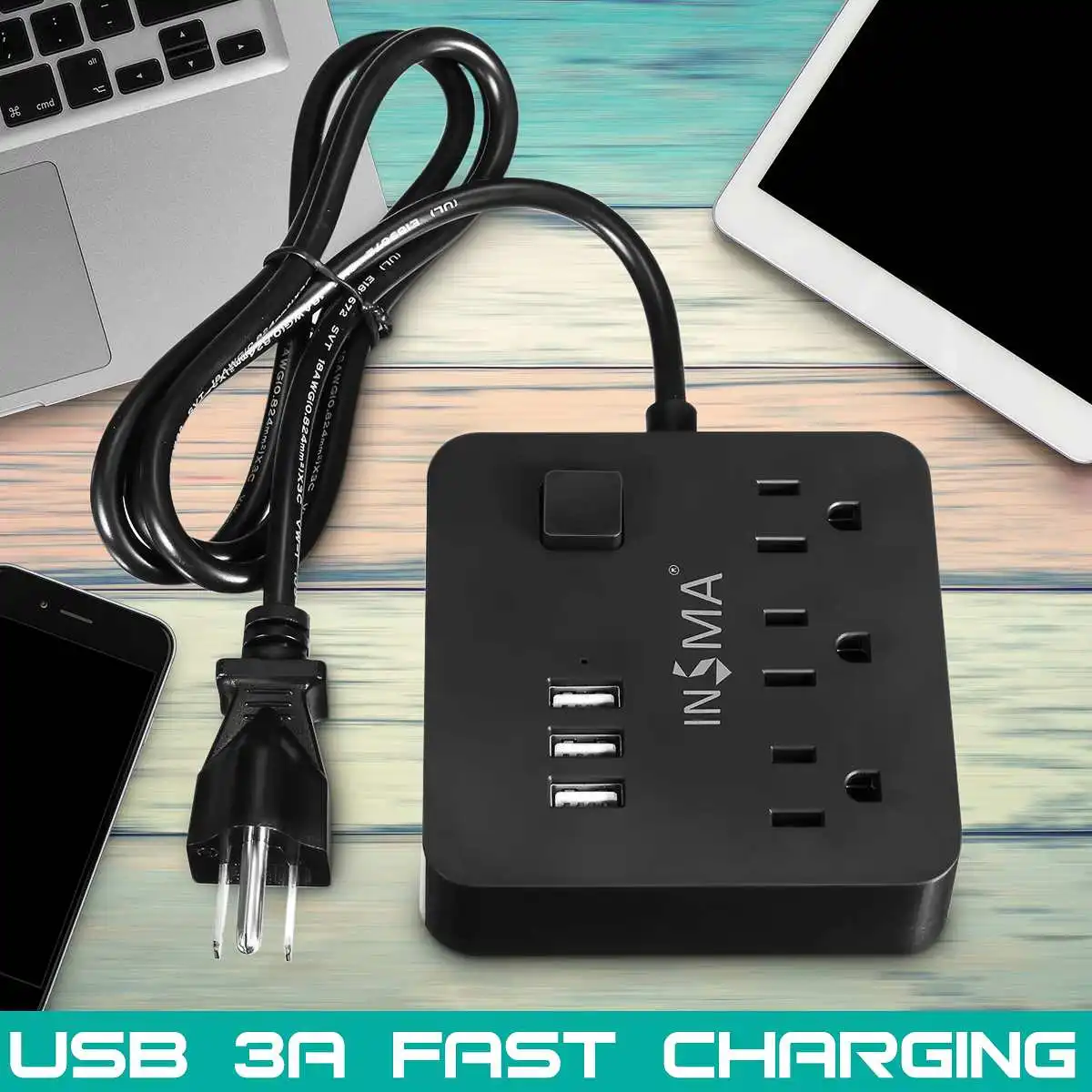 Многофункциональное силовое гнездо для шнура удлинителя 3 USB силовой полосы 3 розетки адаптер США вилка настенное зарядное устройство адаптер док-станция для домашнего офиса