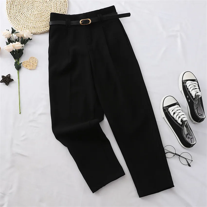 Gowyimmes Big Size Women Harem Pants With Sahes Harajuku Grey Black Trousers Casual Pant All-match Female Ankle-length Pants 594