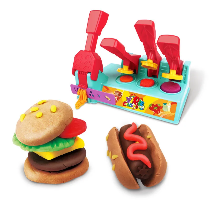 Детский игровой домик экологически чистые DIY пластилиновые игрушки цветная глина 3D устройство для приготовления бургеров набор форм комбинация