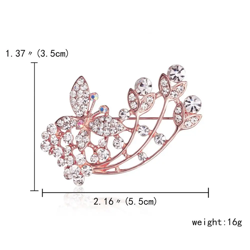 Листья, стразы, бабочка, цветок, букеты с жемчужинами, розовое золото, свадебная брошь для женщин, кристалл, свадебная Элегантная Брошь на булавке, ювелирное изделие - Окраска металла: 3