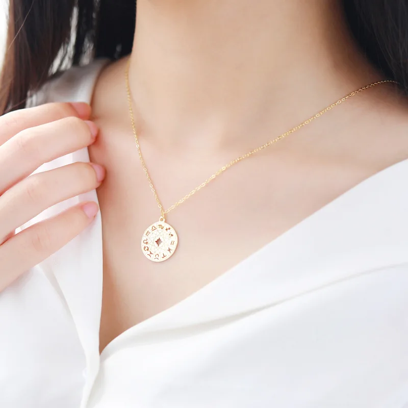 Silvology 925 Sterling Silver Twelve Constellations Necklace Creative Birthday Pendant Necklace for Women Festival Jewelry Gift