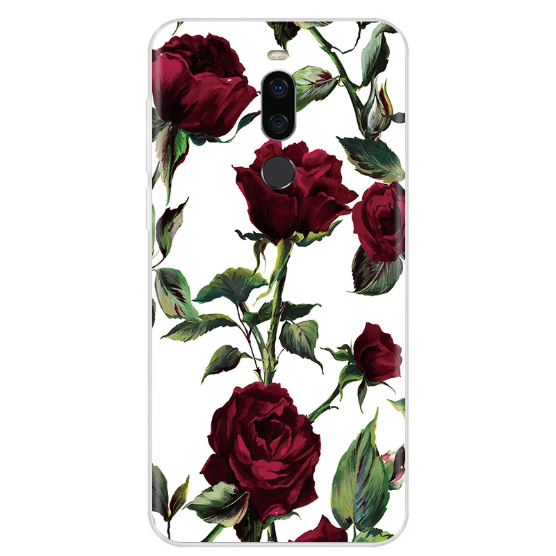 for Meizu Note 8 Case Note8 Soft TPU Silicone Protective Phone Shell Vintage Flowers Back Cover for Meizu M8 Note Cases Fundas meizu cover Cases For Meizu