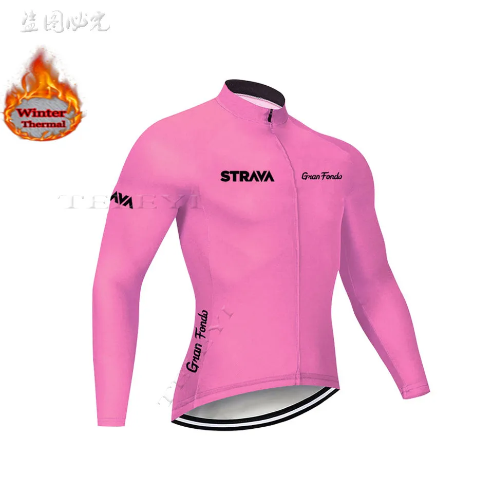 5 STRAVA Pro Team зимний велокостюм набор из флиса Ropa Ciclismo Invierno MTB велосипедная одежда велокостюм из флиса - Цвет: 5