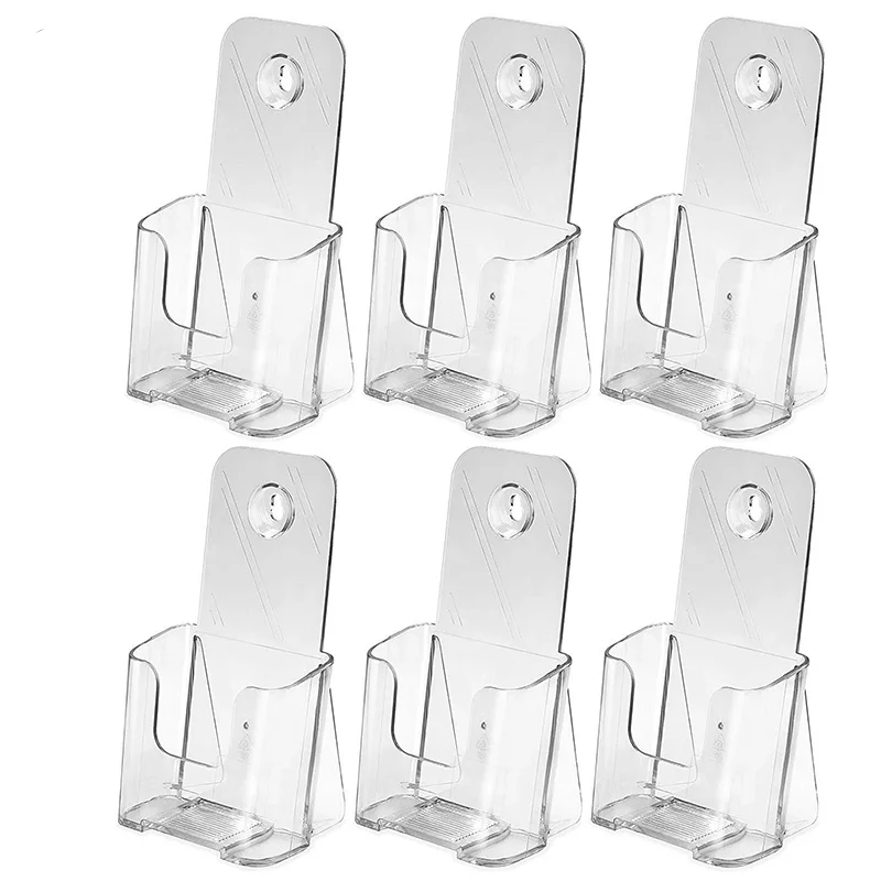 

HOT-6 Pack Premium Trifold 4 Inches Wide Brochure Holder, Plastic Brochure Holder Wall Mount Clear Countertop Organizer Literatu