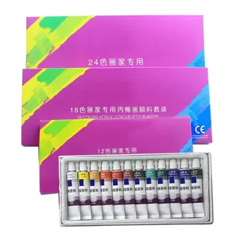 

24/18/12 Colors Tube Acrylic Paint set Art Painting Drawing Tools For Kids DIY Water-resistant 12ML