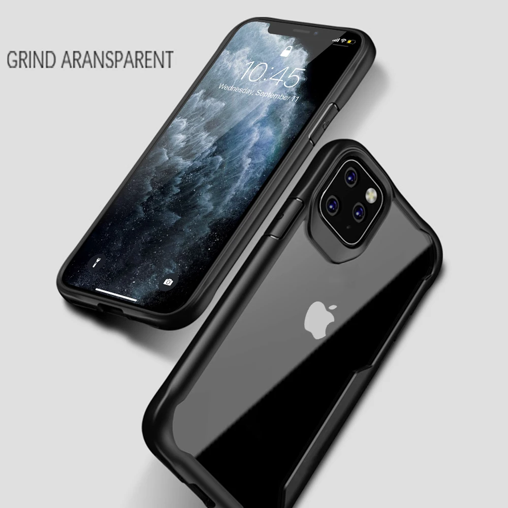 LLZ. COQUE противоударный чехол для IPhone 11 Pro Max TPU бампер Гибридный чехол для Iphoen 6 7 8 Plus Xs X Xr Max тонкий прозрачный чехол
