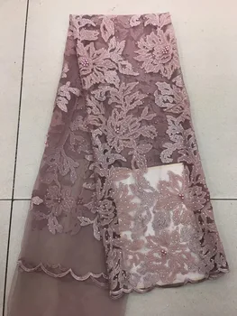 

Newest African Tulle Lace Fabrics With Stones Embroidery Net Lace African French Lace High Quality With Beads Wedding RF2553
