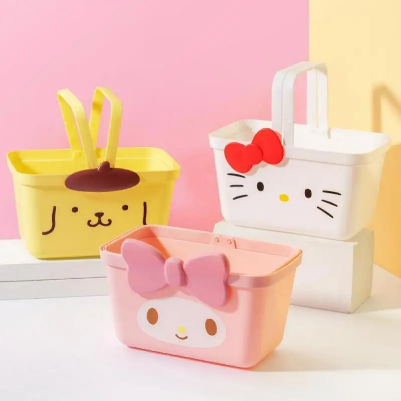 

KAWAII Sanriod cartoon Anime Series Cinnamorol melody Onpompurin Kitty shopping basket Cute Model toys Ornaments Boy girl Gift
