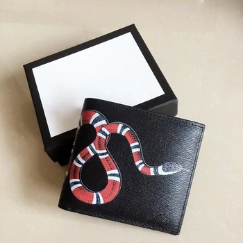

102#High quality men animal Short Wallet Leather black snake Tiger bee Wallets Style Purse Wallet card Holders with gift box
