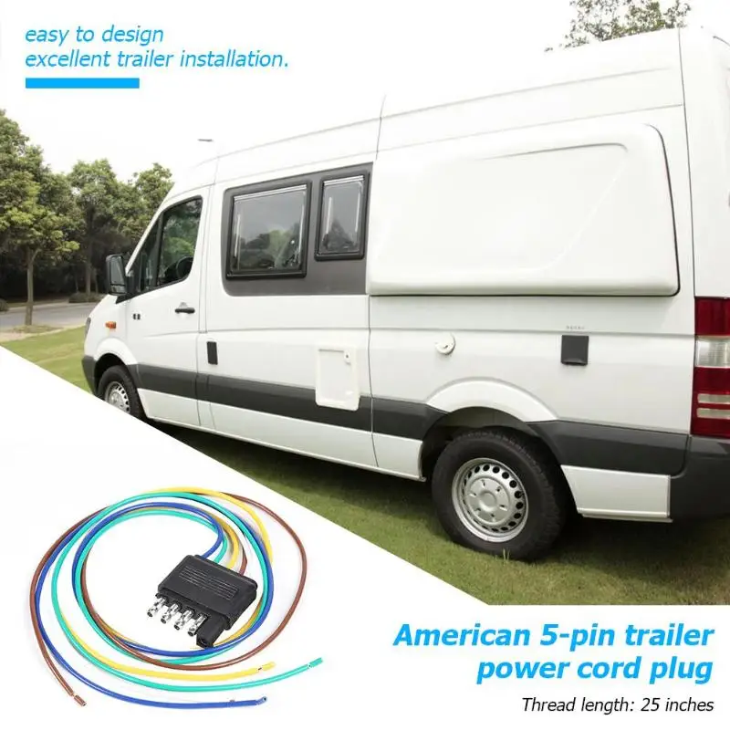 

New 5 Pin US Flat Male Plug Wear-resistant Durable Excellent Plastics Trailer Wiring Harness Extension Connector for Caravan