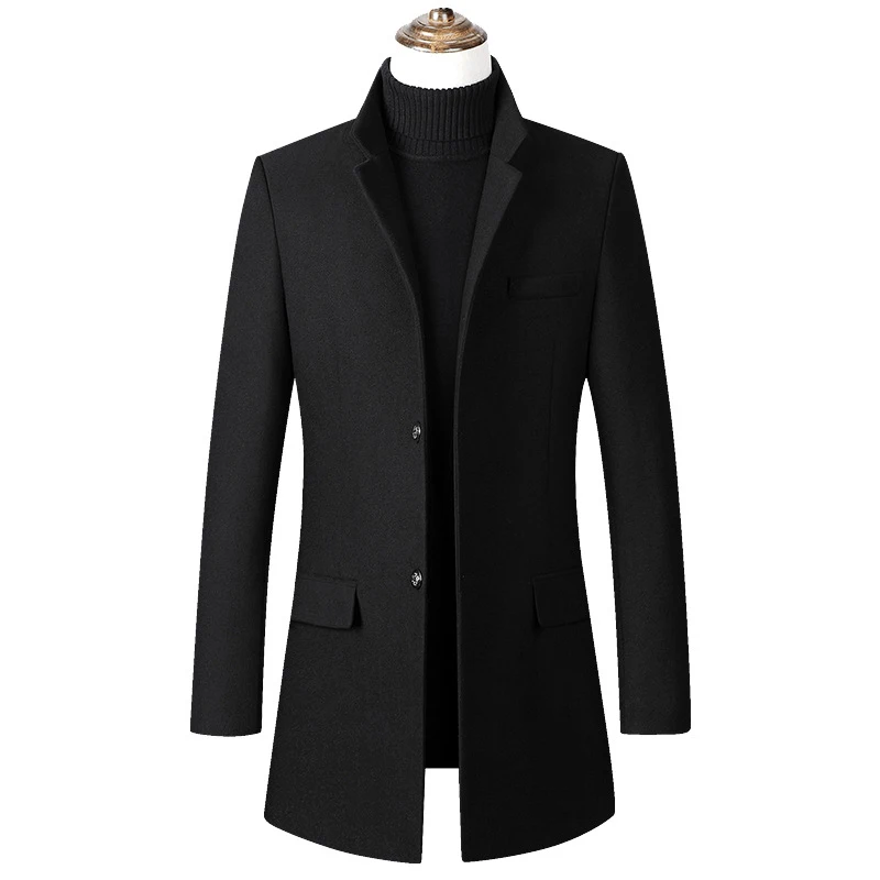 Men Winter Wool Coat Men's Autumn High Quality Solid Color Simple Wool Blends Woolen Pea Coat Male Trench Coat Overcoat Men Winter Wool Coat Men's Autumn High Quality Solid Color Simple Wool Blends Woolen Pea Coat Male Trench Coat Overcoat