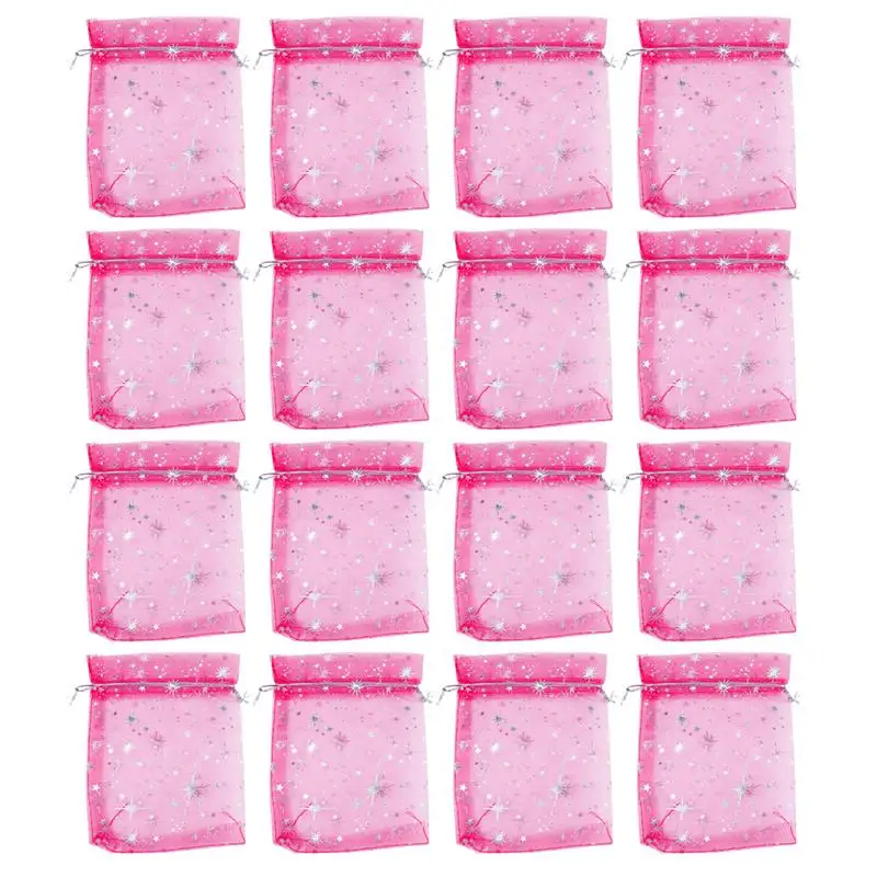 

50Pcs Fabric Lovely Star Pattern Candy Bags Beautiful Packing Bags (Red)