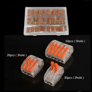 

60pcs/set Terminal Block Spring Lever Nut Terminal Blocks Reusable Electric Cable Connector Wire Home Tools of insulating