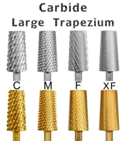 RolinStar 6.6 Large Trapezium Tapered Barrel Gold Silver Tungsten steel Carbide milling cutter nail drill bit manicure pedicure 1