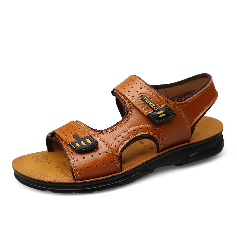 

Brand Men Genuine Leather Sandals Summer Handmade Men Loafers Shoes Men Breathable Casual Shoes Footwear Walking Sandals