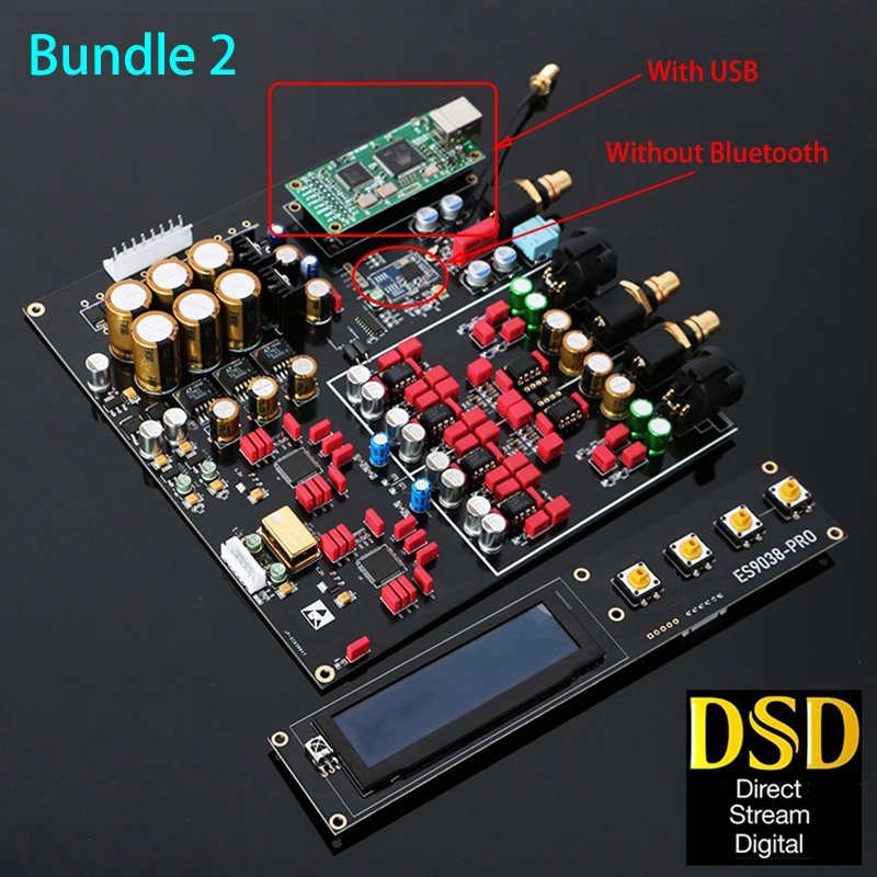 Bundle 2 Двойной ES9038Pro декодер DAC без потерь оптический коаксиальный декодер 384 кГц DSD 512 Поддержка Bluetooth 5,0 USB с OLED дисплеем - Цвет: Bundle 2