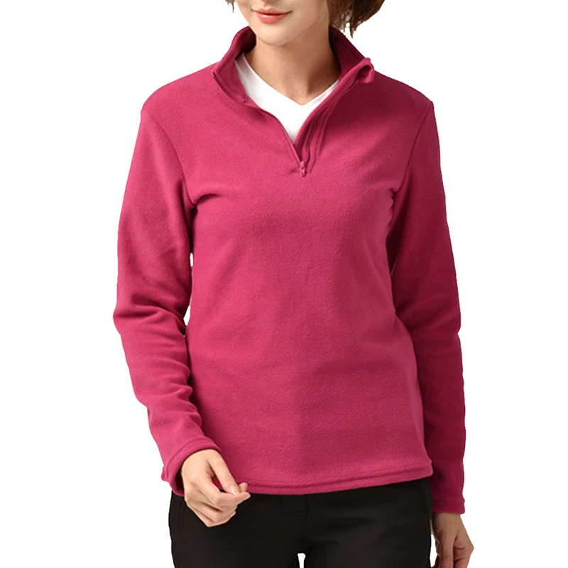 Rose Red 2 Sfit женское уличное Пальто Повседневная рубашка 4 цвета на молнии однотонная верхняя одежда теплое пальто зима осень спортивный Топ куртка с длинными рукавами - Цвет: Rose Red 2