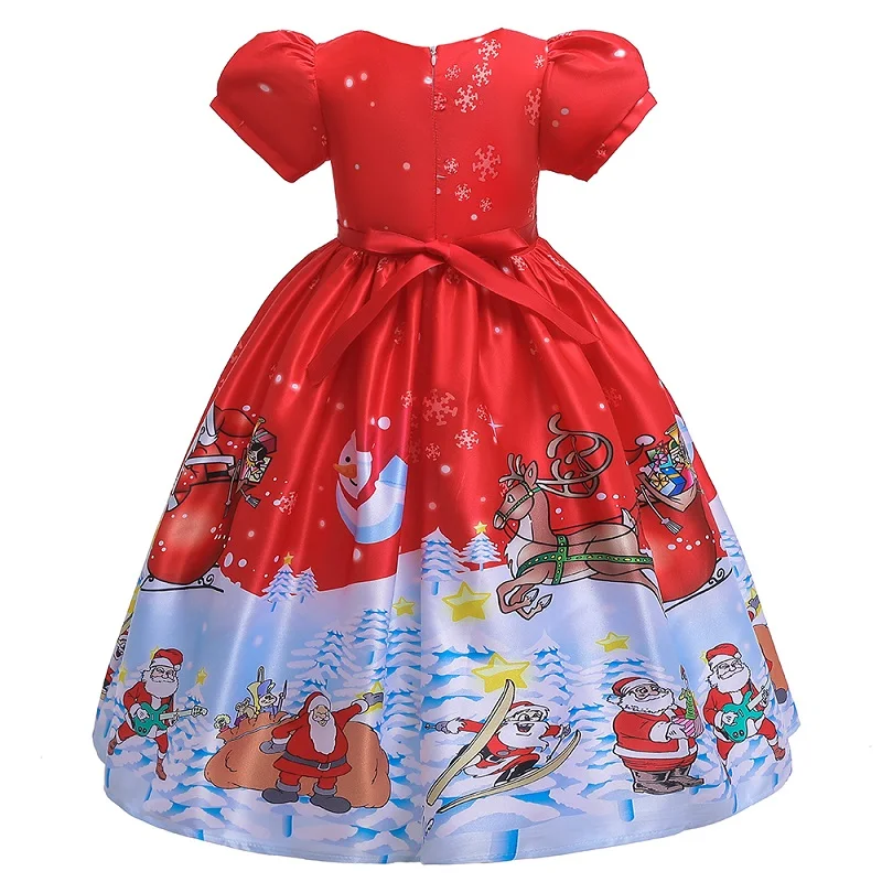 Г. Новогоднее длинное рождественское платье принцессы для девочек детское праздничное платье в европейском и американском стиле с принтом