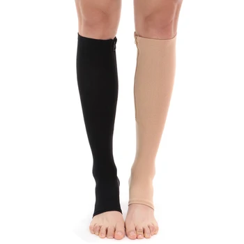 

Open Toe Gel Support Stockings Compression Knee High Socks with Side Zipper SK88