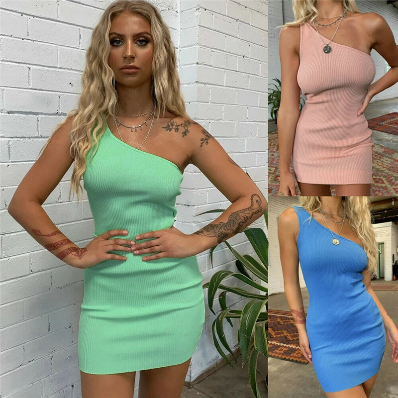 Сексуальное платье на одно плечо вечерние Для женщин летние Повседневное без