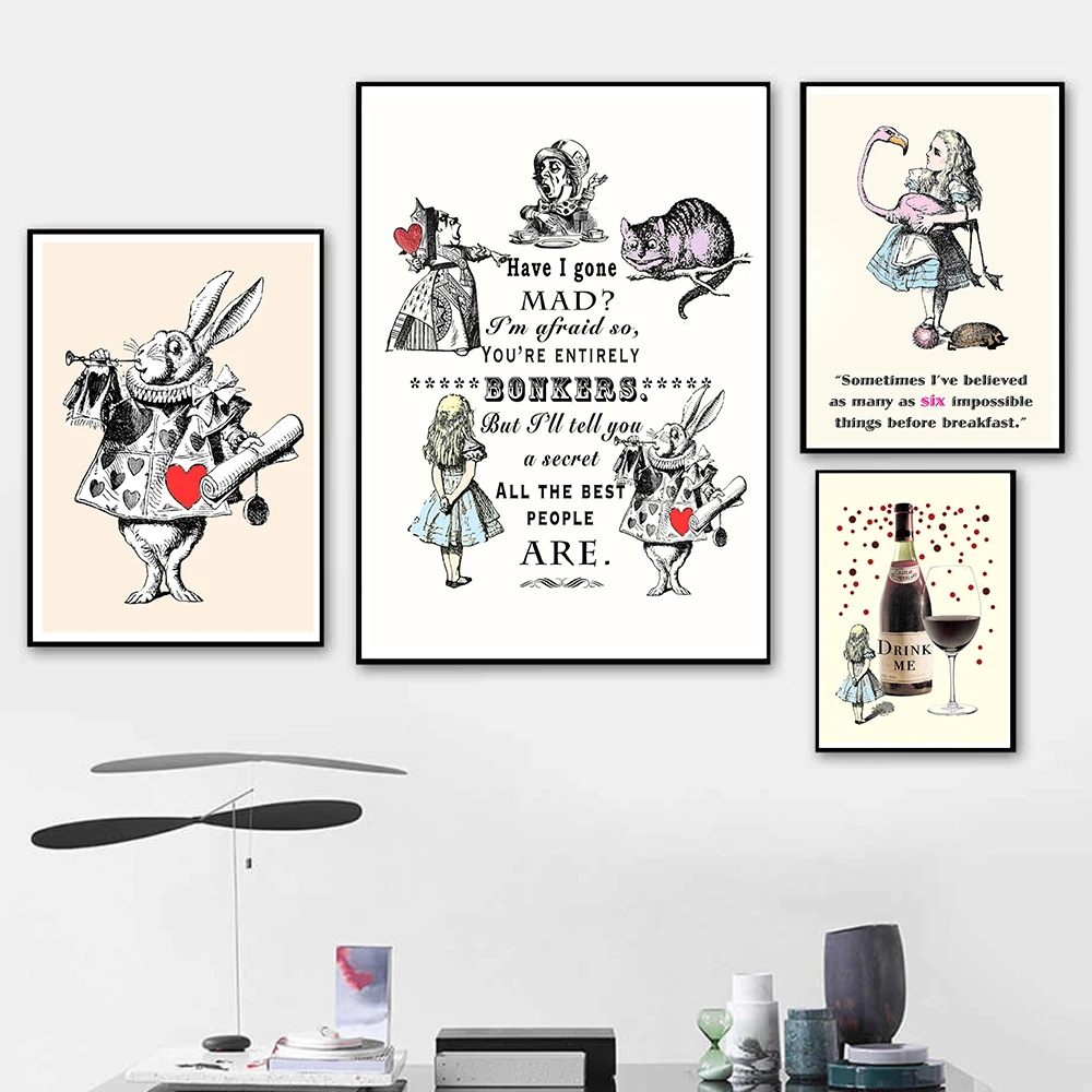 AliceinWonderlandAbstractPrintRetroChildrensBookWallArt