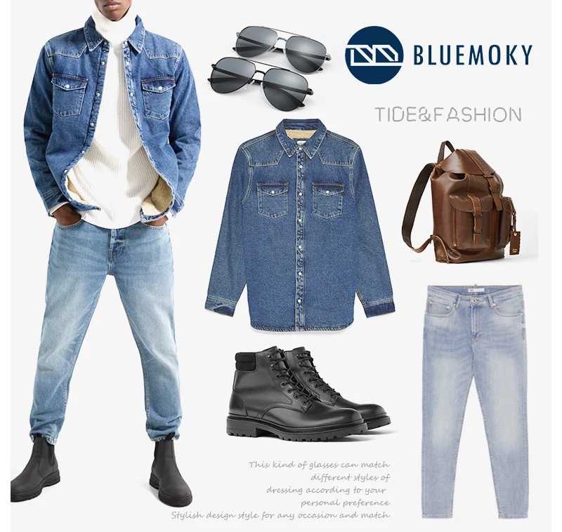 Мужские солнцезащитные очки BLUEMOKY, поляризационные, UV 400, пилот, для вождения, солнцезащитные очки, дизайнерские, мужские, модные, Ретро стиль, очки, аксессуары, oculos de sol