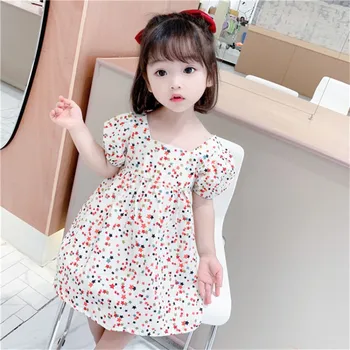 

Baby Toddler Girl Dress Summer 2020 Soft Cotton Kids Dresses Party Star Print Short Sleeve A-Line Dresses Children Clothes