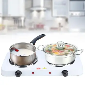 

2000W 5 Gear Adjustable Heater Plate Electric Double Burners Hot Plate Countertop Buffet Stove Heating Plate Outdoor Stove 220V