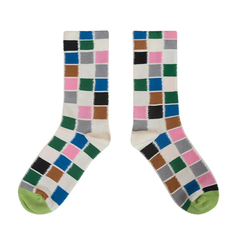 Сочетающиеся осенние и зимние французские дизайнерские индивидуальные креативные цветные модные женские носки хлопковые с забавным(1 пара - Цвет: BM902-6