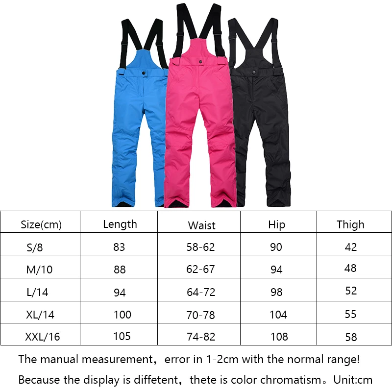 Winter Ski Pants for Children Thick Warm Sports Boys Snow Overalls Outdoor Snowboard Girl Jumpsuits Waterproof Kids Clothes