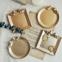 Nordic Style Retro Jewelry Storage Tray Rose Gold Trinket Dish Decorative Containers Perfume Keys Plates Desktop Organizer 1