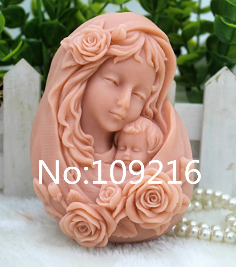 Silicone Mold Soap Molds 1pcs Mother Son Love (ZX369) Handmade Soap Mold Crafts DIY Silicone Mould