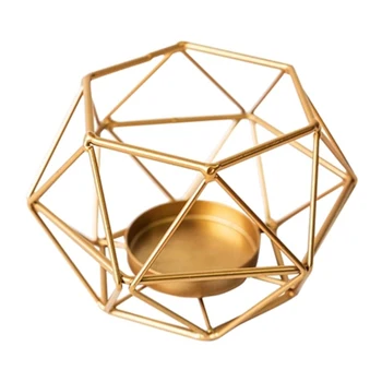 

Geometric Candlestick Wedding Iron Metal Tealight Candle Holders Gold Votive Artigos Para Festa Candles Home Decoration 60K0015