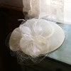 Sinamay-Sombrero de ala grande para mujer, tocado de boda, fiesta, iglesia, tocado, accesorios para el cabello de flores formales ► Foto 2/6