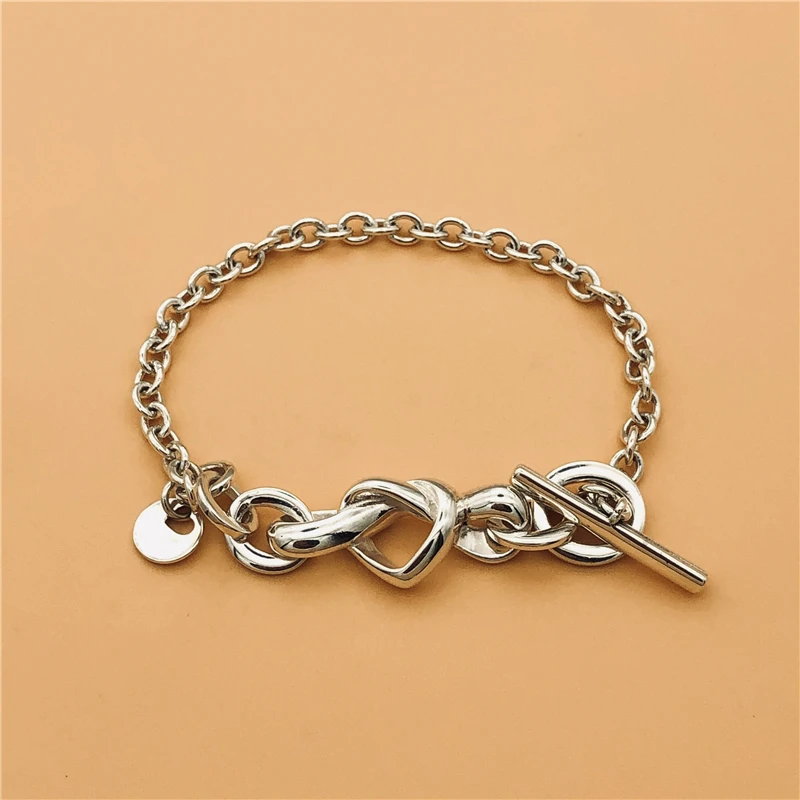 

Cefuny Authentic 925 Sterling Silver Knotted Heart T-Bar Sliding Bracelet 2019 Autumn New Styles Jewelry Collection Wholesale