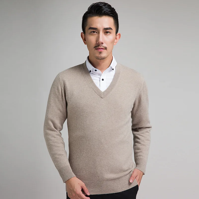 

2017 New Style Middle-aged Crew Neck Thick Loose-Fit Cashmere Sweater Solid Color Base Winter Knitted Casual Sweater