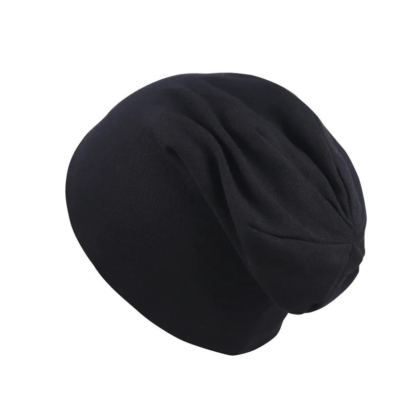 Детские уличные шапки, детская шапка в стиле хип-хоп для мальчиков и девочек, осенне-Весенняя вязаная теплая хлопковая шапка, детская шапка для малышей, черный, синий, красный головной убор - Цвет: Черный