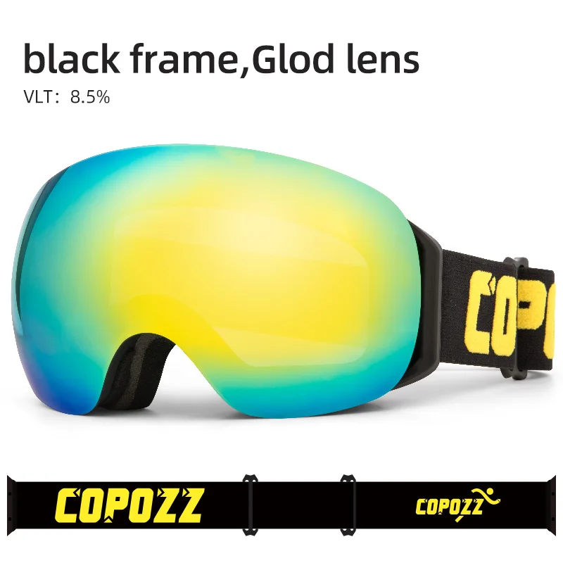 COPOZZ, безрамные лыжные очки с снежной маской для мужчин и женщин, очки для сноуборда с магнитной защитой UV400, противотуманные лыжные очки - Цвет: gold