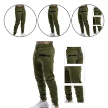 

Handsome Fitness Pants Slim Wear Resistant Solid Color Mid Waist Male Sweatpants Training Trousers Fitness Pants