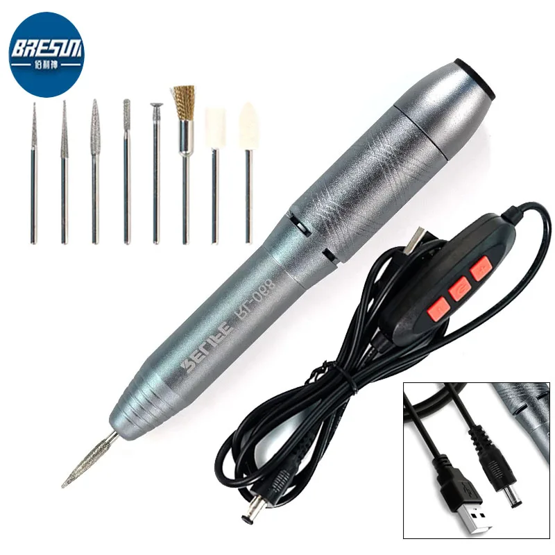 RELIFE RL-068 6-speed Power Adjustment Mini Polishing Pen for CPU and  Motherboard Repair Screen Polishing with 8 Grinding Heads